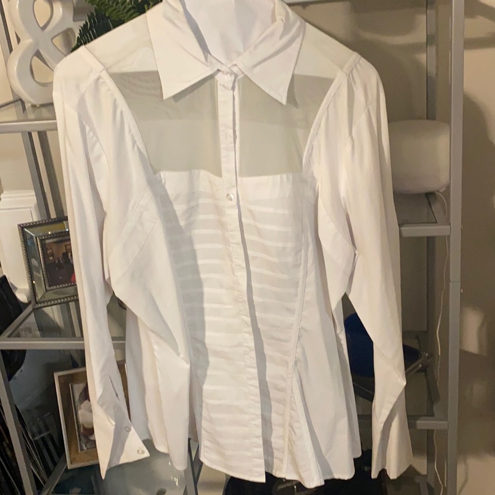 Plus size white button down shirt